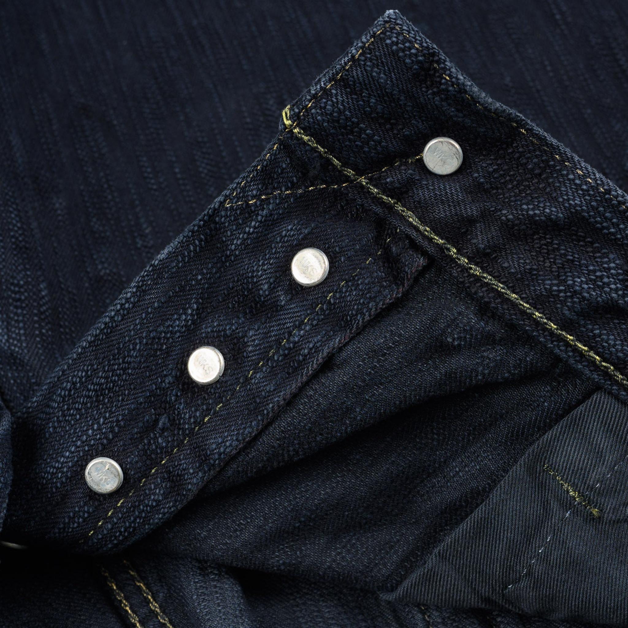 IH-888S-SLBod 16oz Slubby Selvedge Denim Relaxed Tapered Cut Jeans - Indigo Overdyed Black