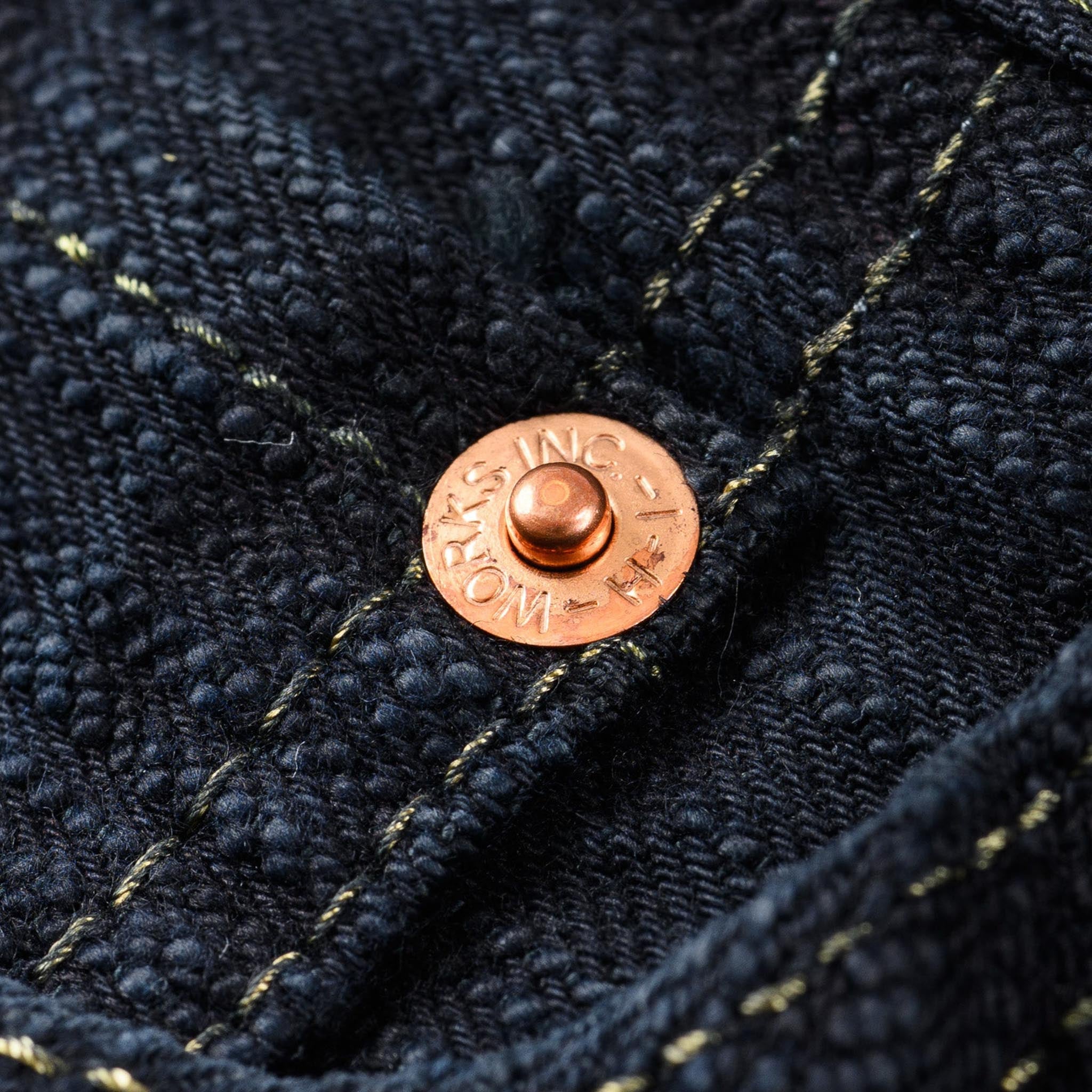IH-888S-SLBod 16oz Slubby Selvedge Denim Relaxed Tapered Cut Jeans - Indigo Overdyed Black