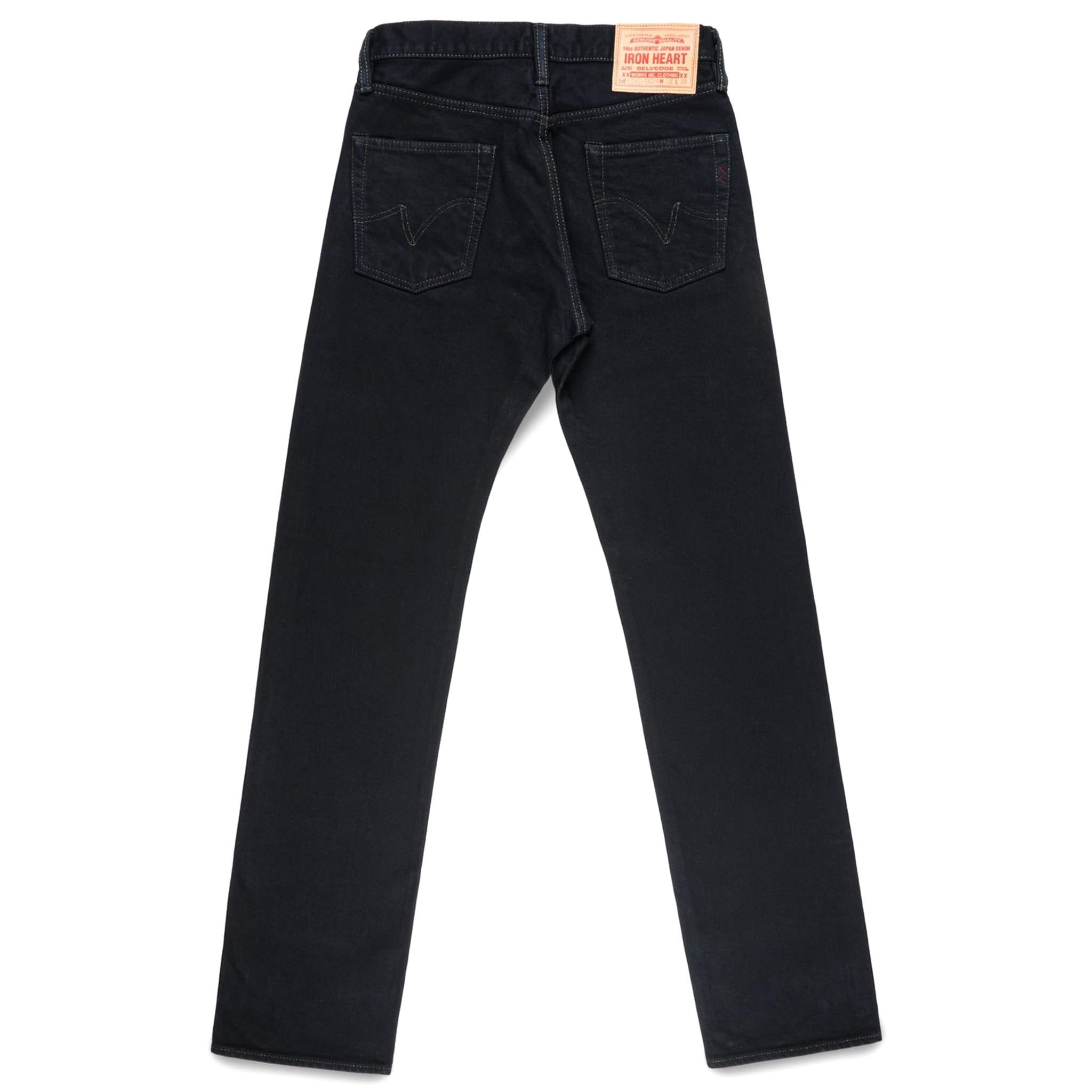 IH-634S-142od 14oz Selvedge Denim Straight Cut Jeans - Indigo Overdyed Black