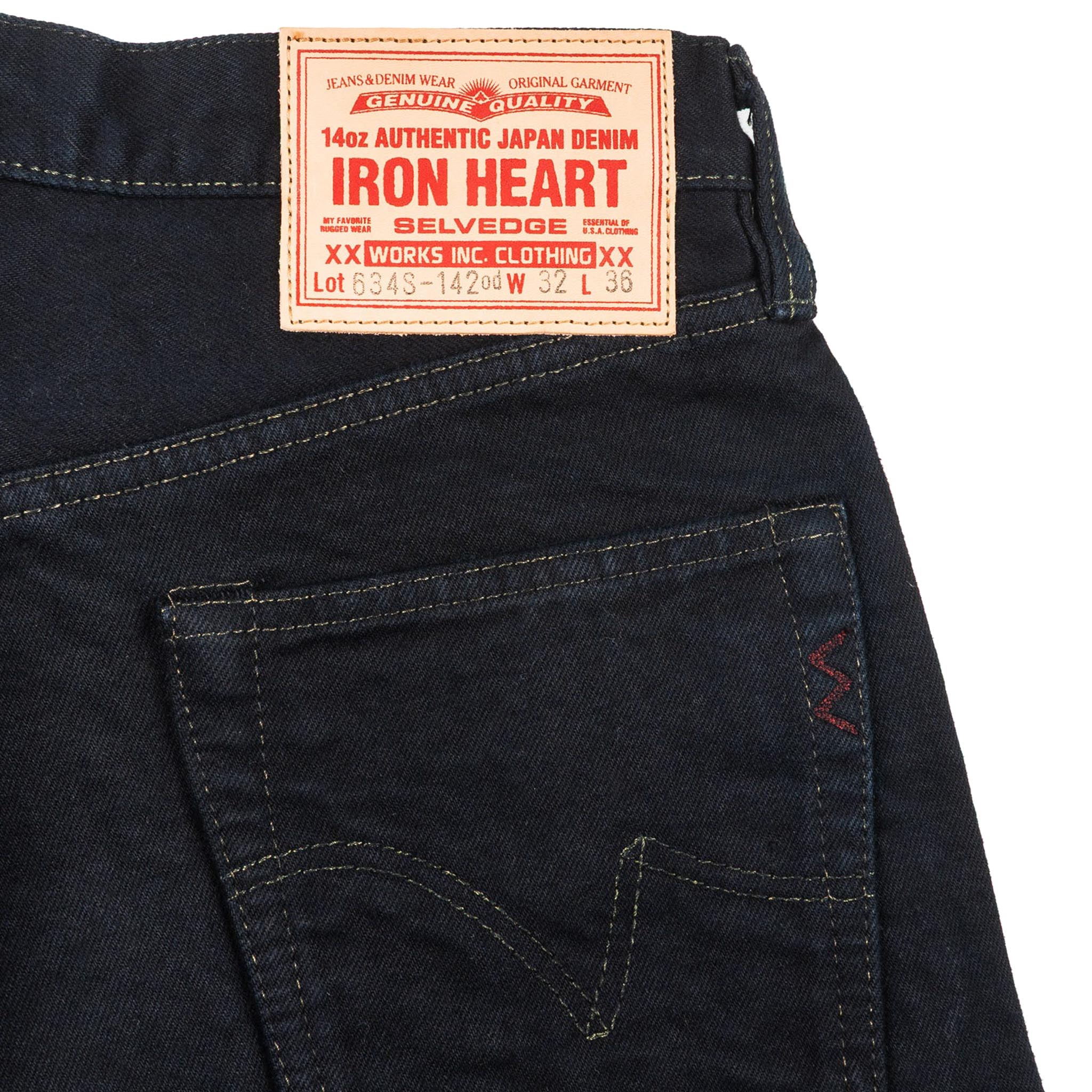 IH-634S-142od 14oz Selvedge Denim Straight Cut Jeans - Indigo Overdyed Black