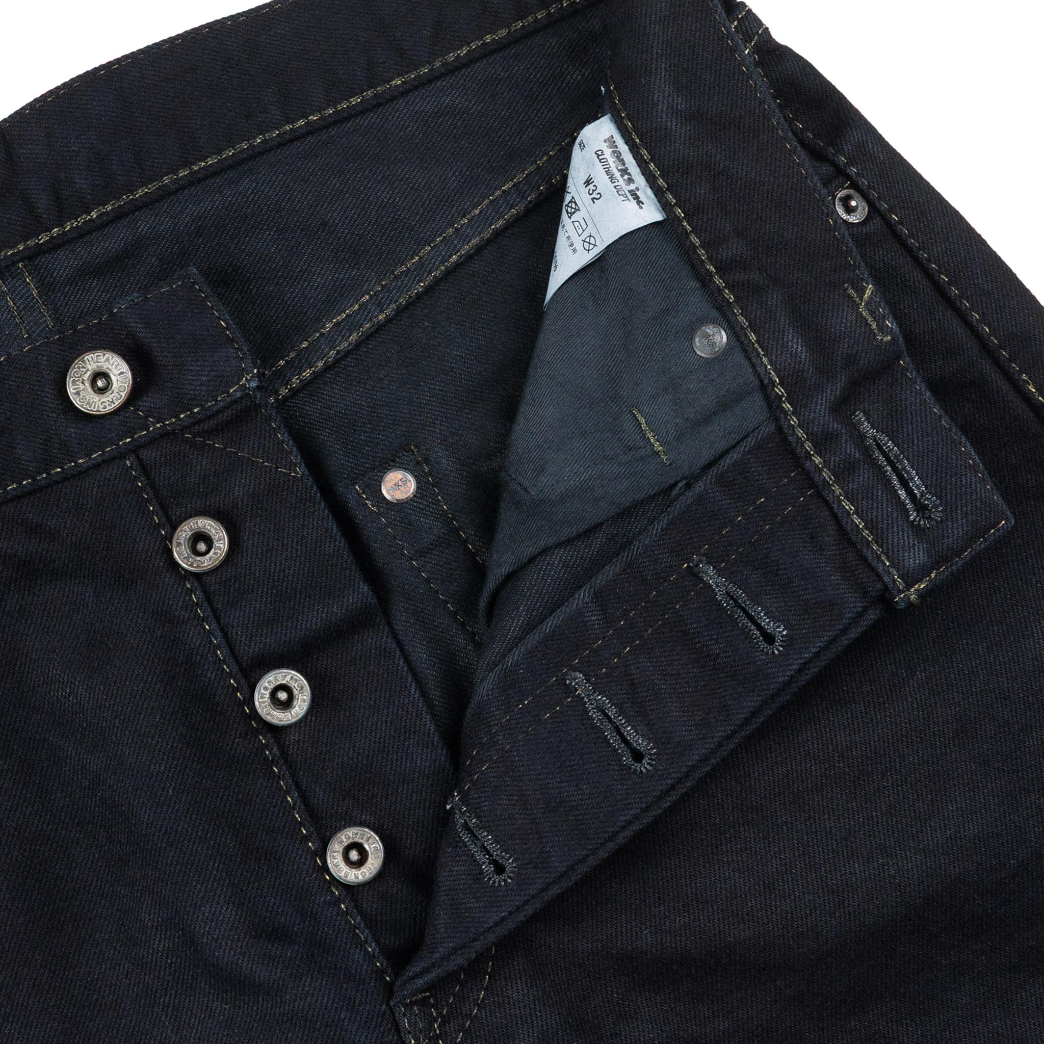 IH-634S-142od 14oz Selvedge Denim Straight Cut Jeans - Indigo Overdyed Black