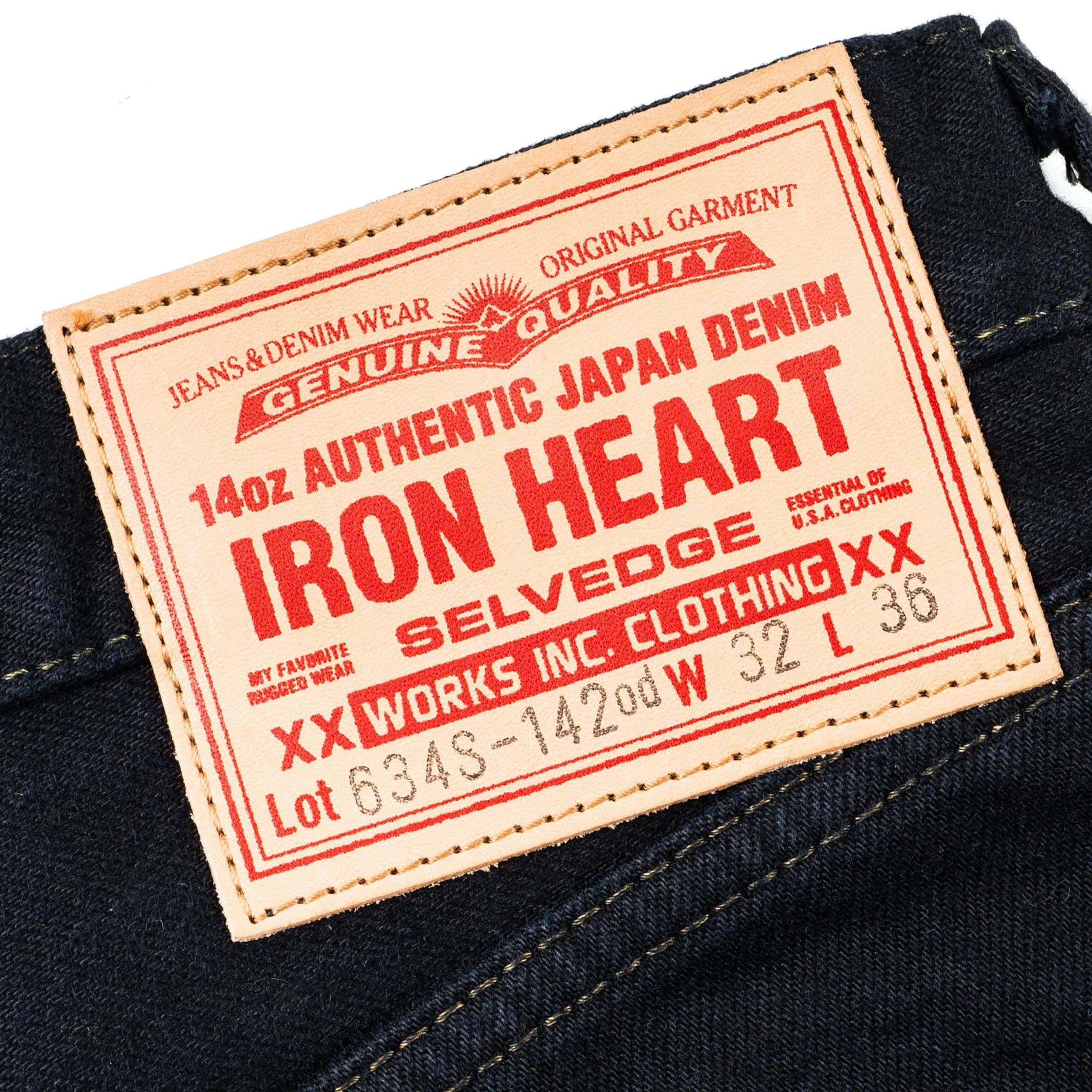 IH-634S-142od 14oz Selvedge Denim Straight Cut Jeans - Indigo Overdyed Black