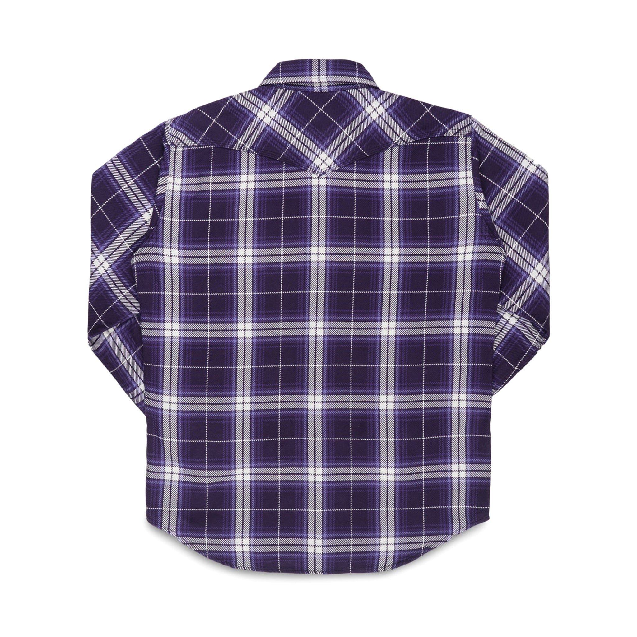 IHSH-439-PUR 9oz Selvedge Flannel Check Western Shirt - Purple