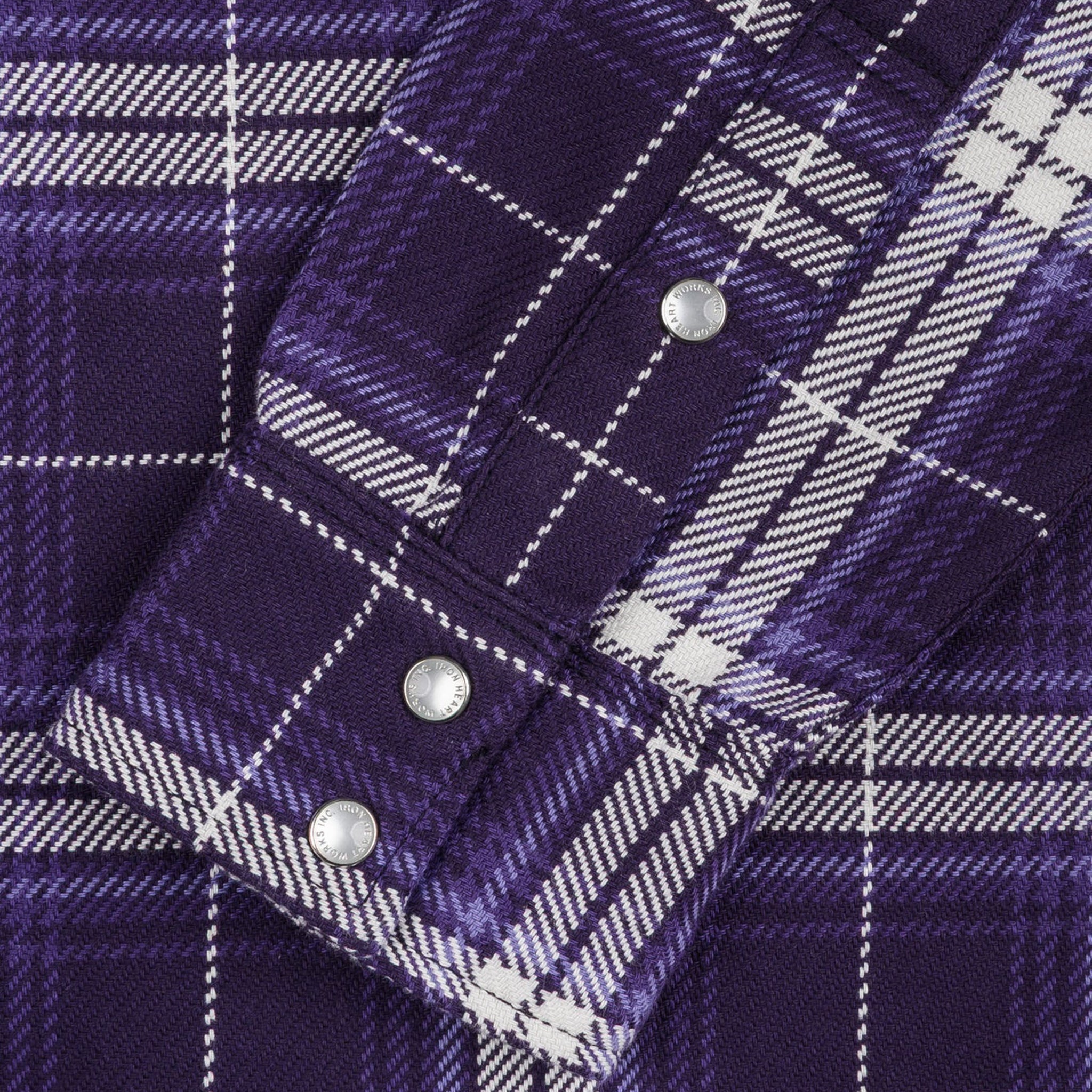 IHSH-439-PUR 9oz Selvedge Flannel Check Western Shirt - Purple