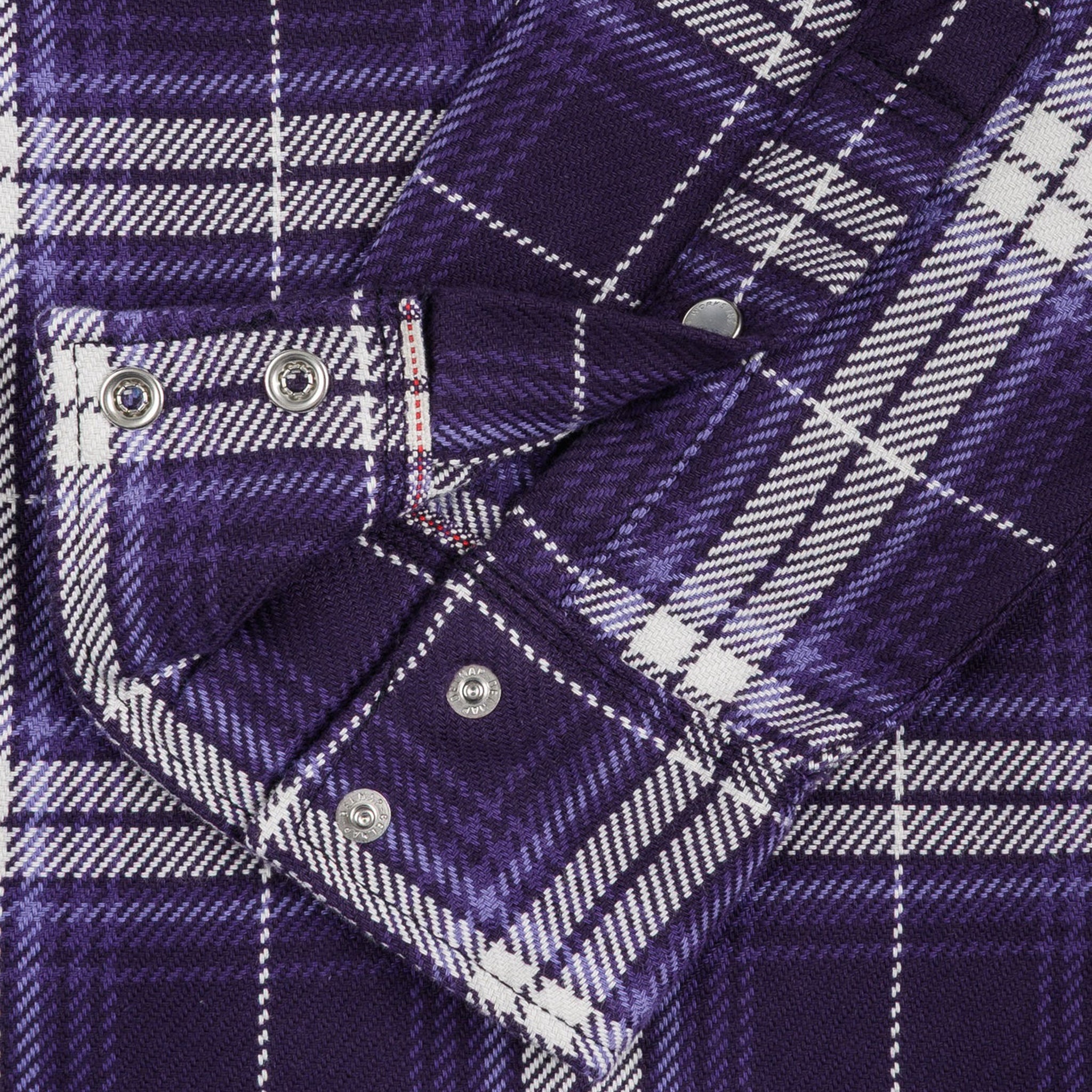 IHSH-439-PUR 9oz Selvedge Flannel Check Western Shirt - Purple
