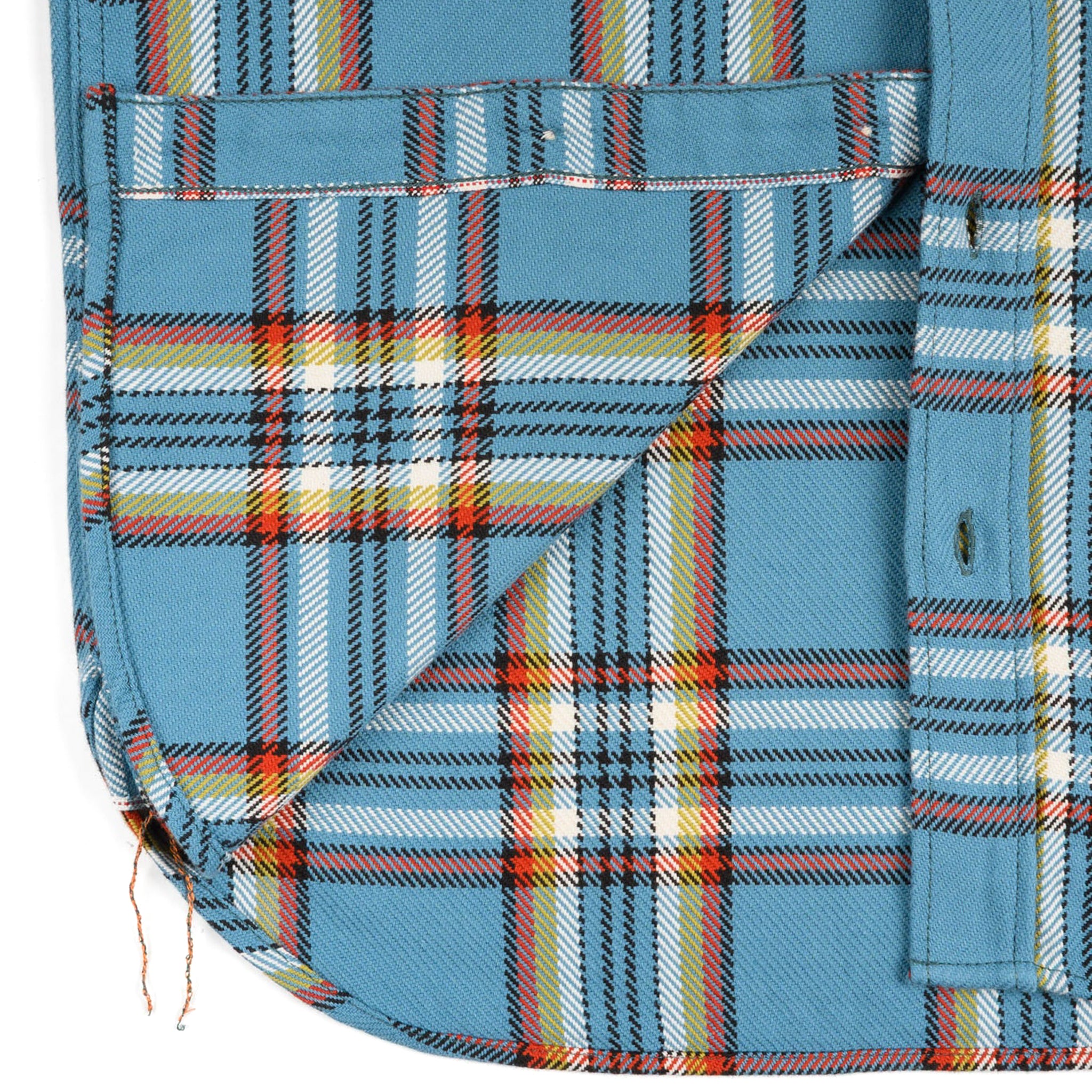IHSH-442-SAX 9oz Selvedge Flannel Check Work Shirt - Sax Blue