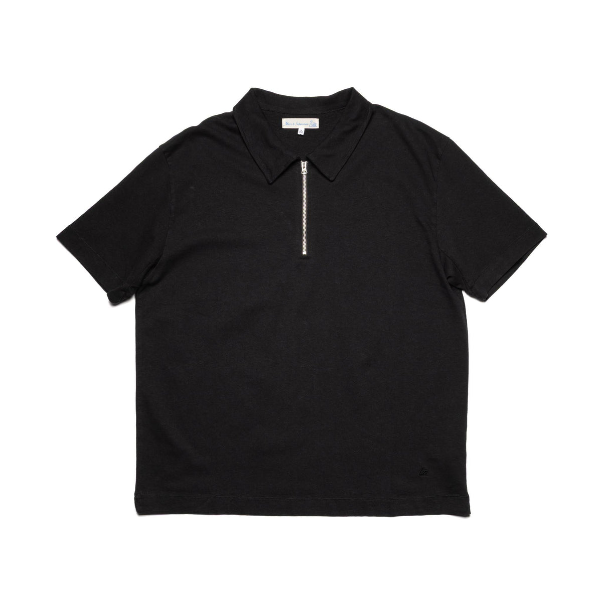 GIZAZIP01.99.4 Sturdy Boxy Fit Giza Cotton-Hemp Zip T-Shirt Black