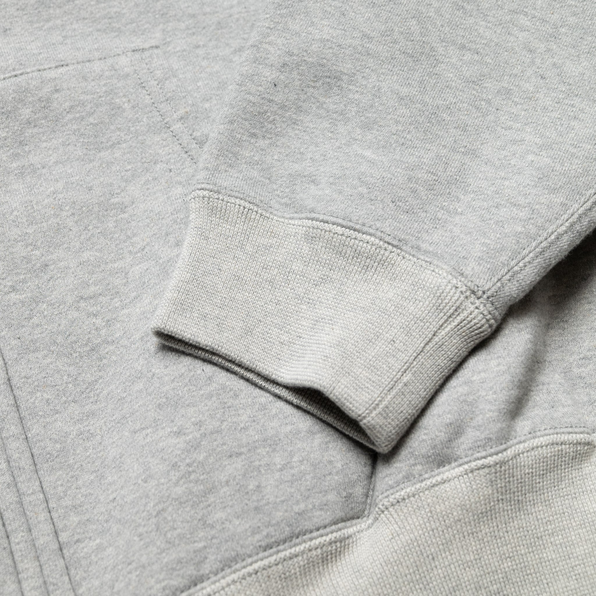 Front Zip Densely Knit Sweat Shirt - Heather Grey