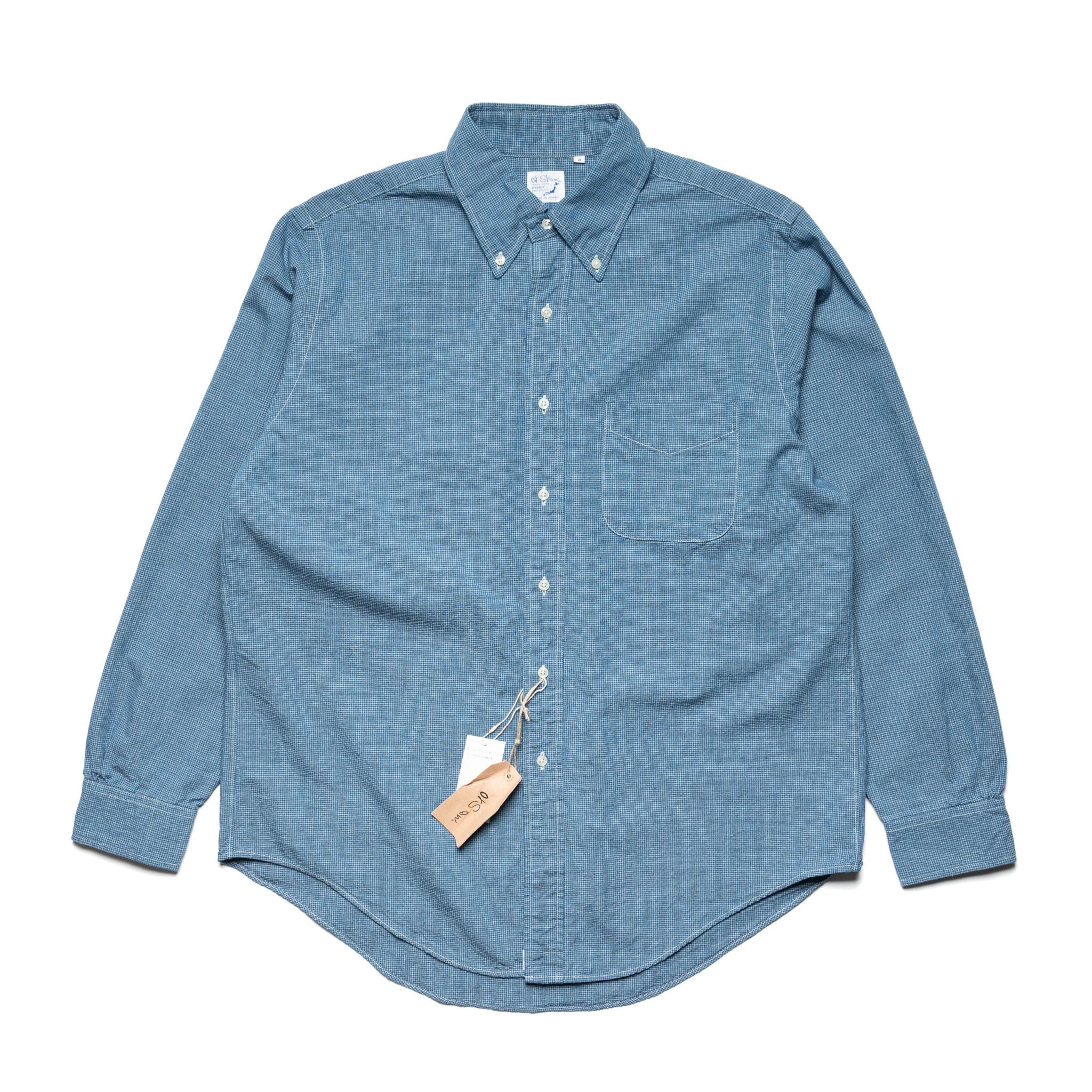 Small Check Indigo Chambray Standard Button Down Shirt