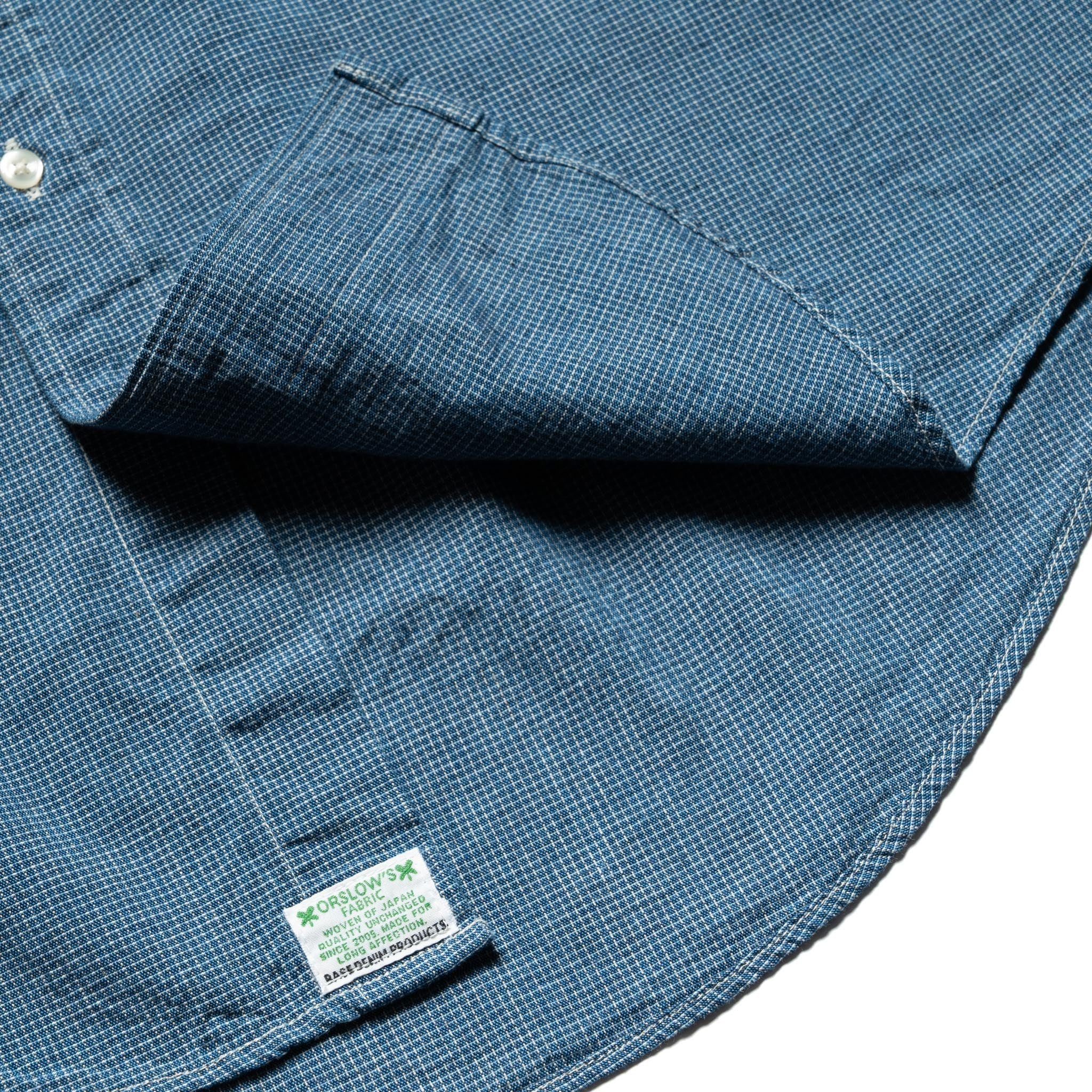 Small Check Indigo Chambray Standard Button Down Shirt