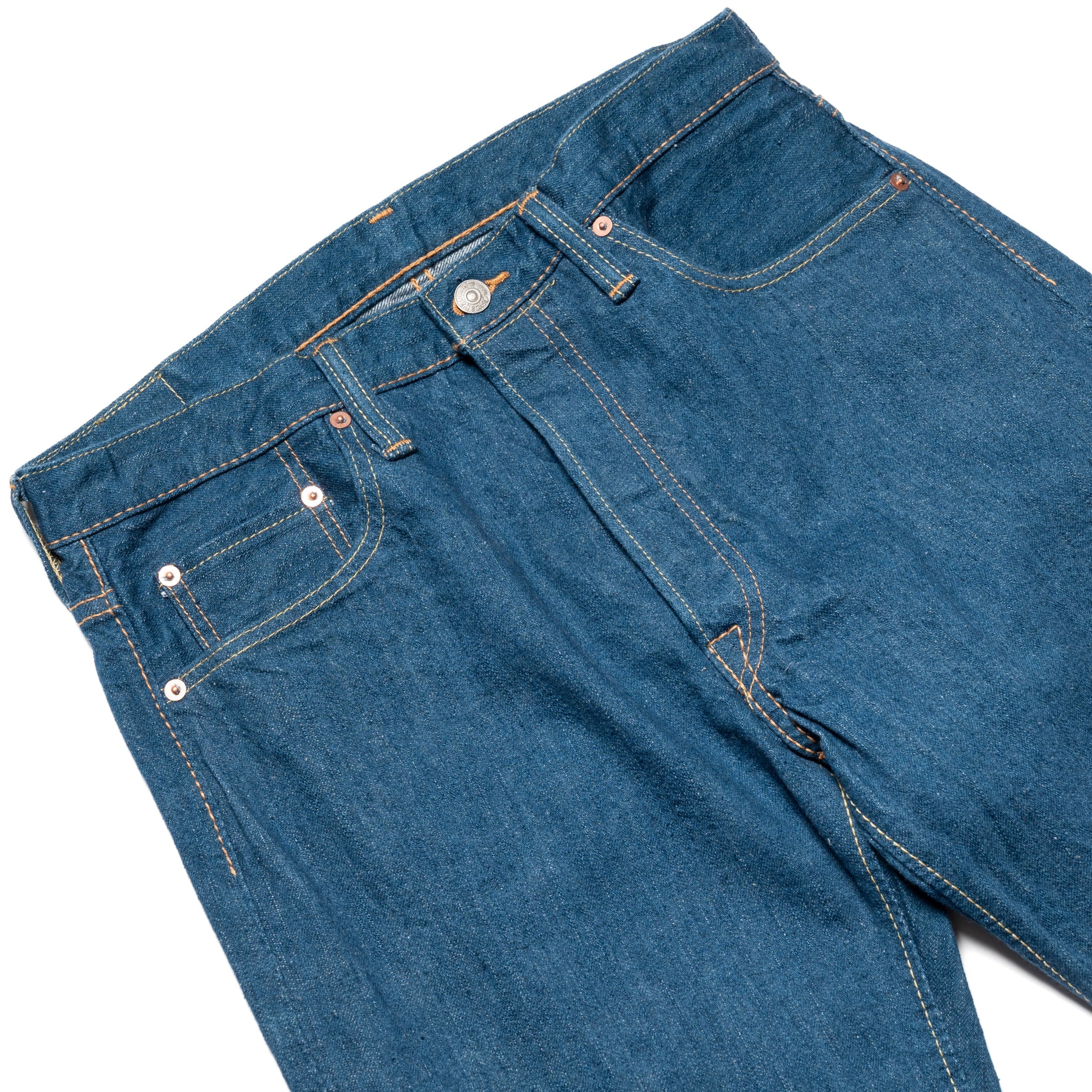 GRE-003 Regular Straight 14oz Greencast Indigo Selvedge Denim
