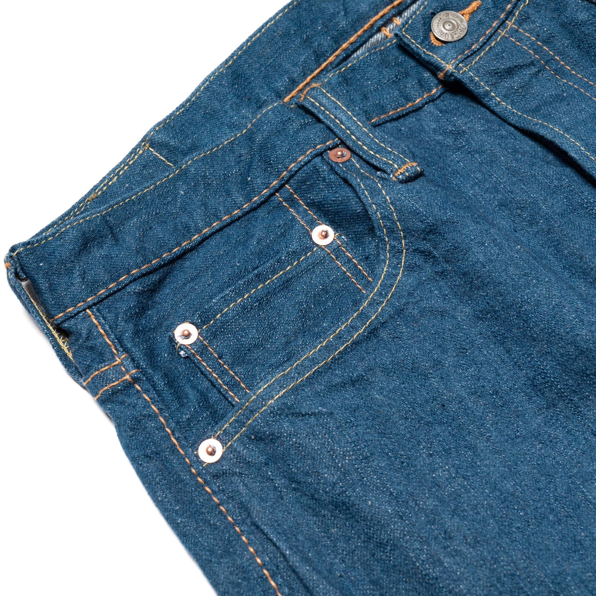 GRE-003 Regular Straight 14oz Greencast Indigo Selvedge Denim