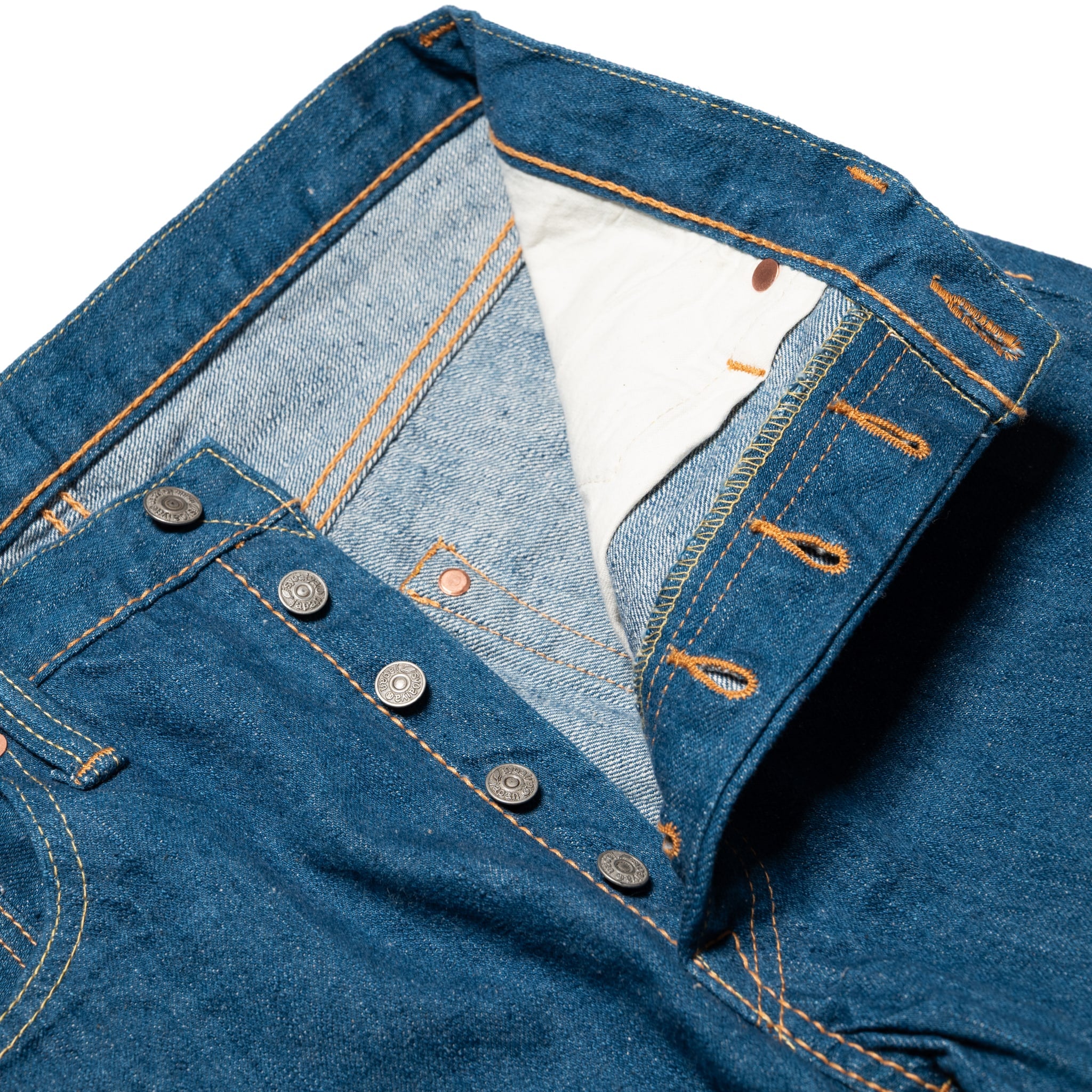 GRE-003 Regular Straight 14oz Greencast Indigo Selvedge Denim