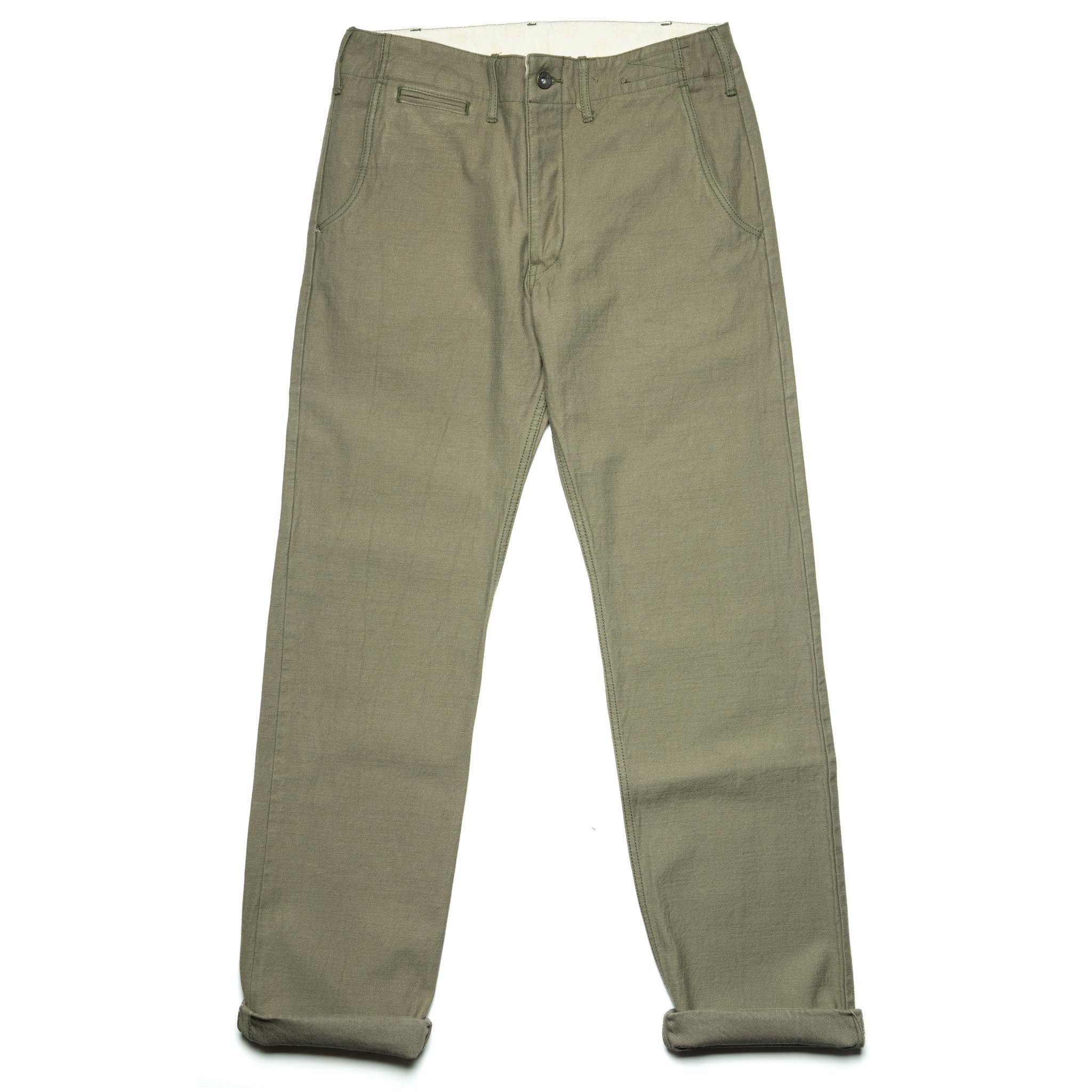 SJ42BP 15oz Heavy Back Satin Trousers - Olive