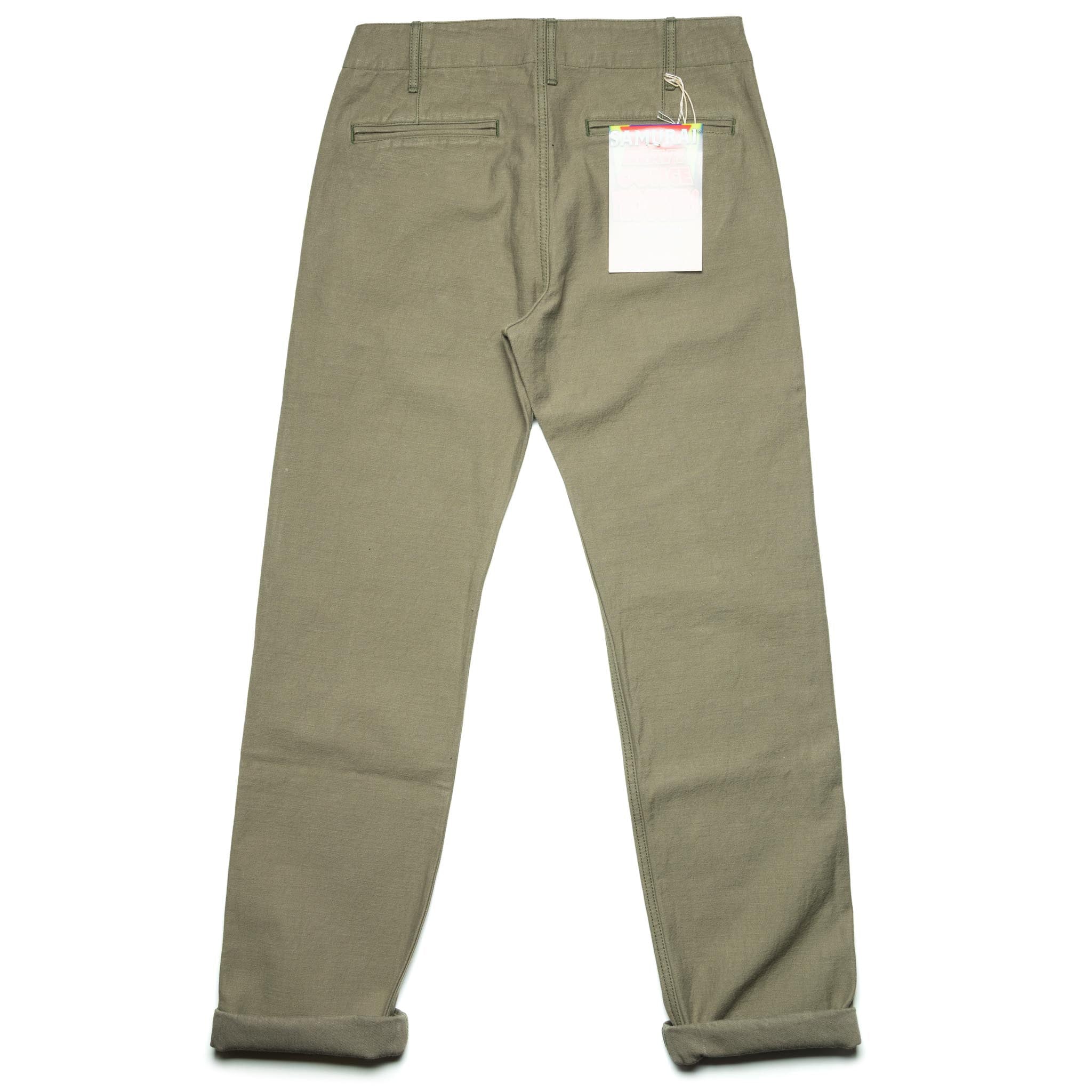 SJ42BP 15oz Heavy Back Satin Trousers - Olive
