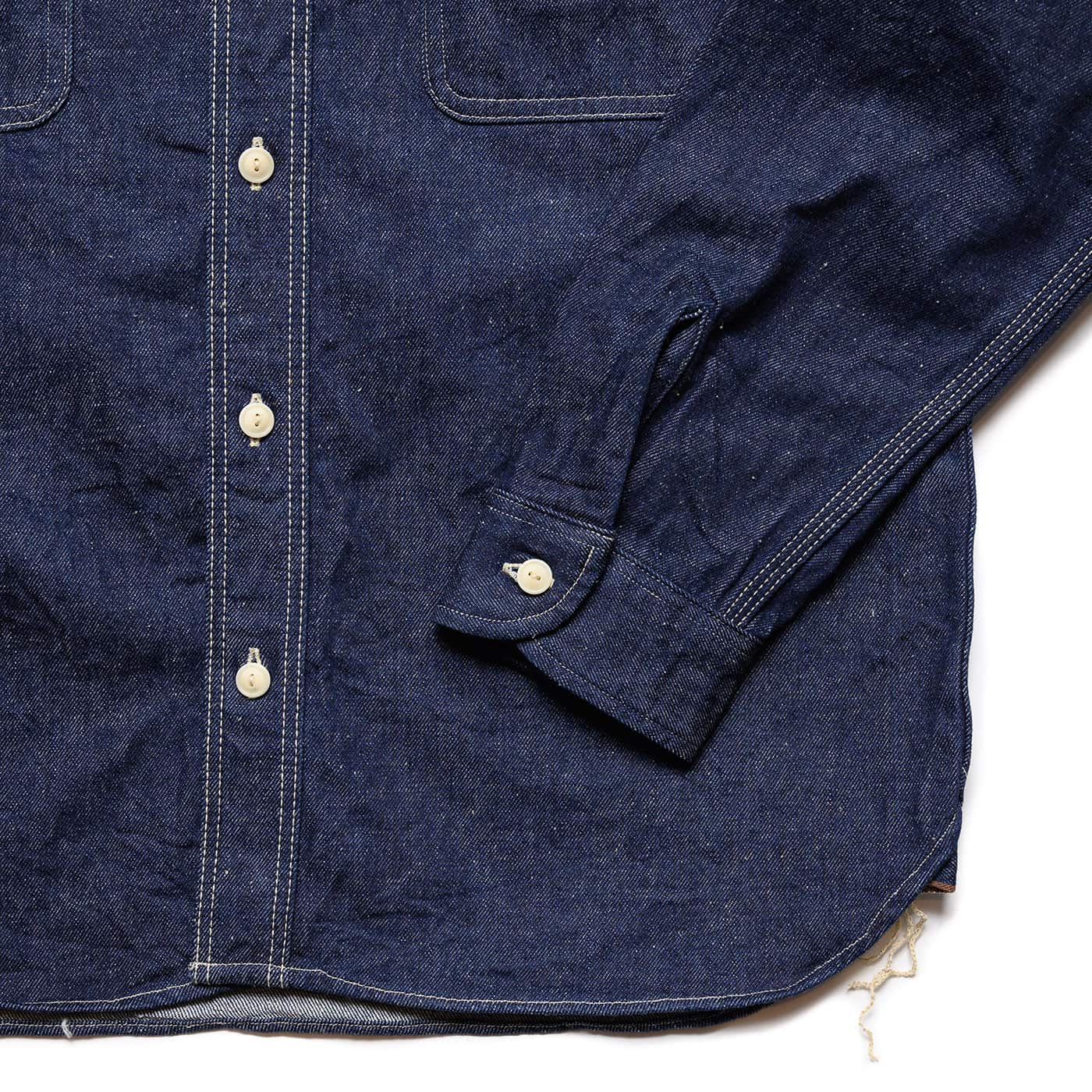 Samurai Japanese Cotton 10oz Denim Shirt Indigo Cuff