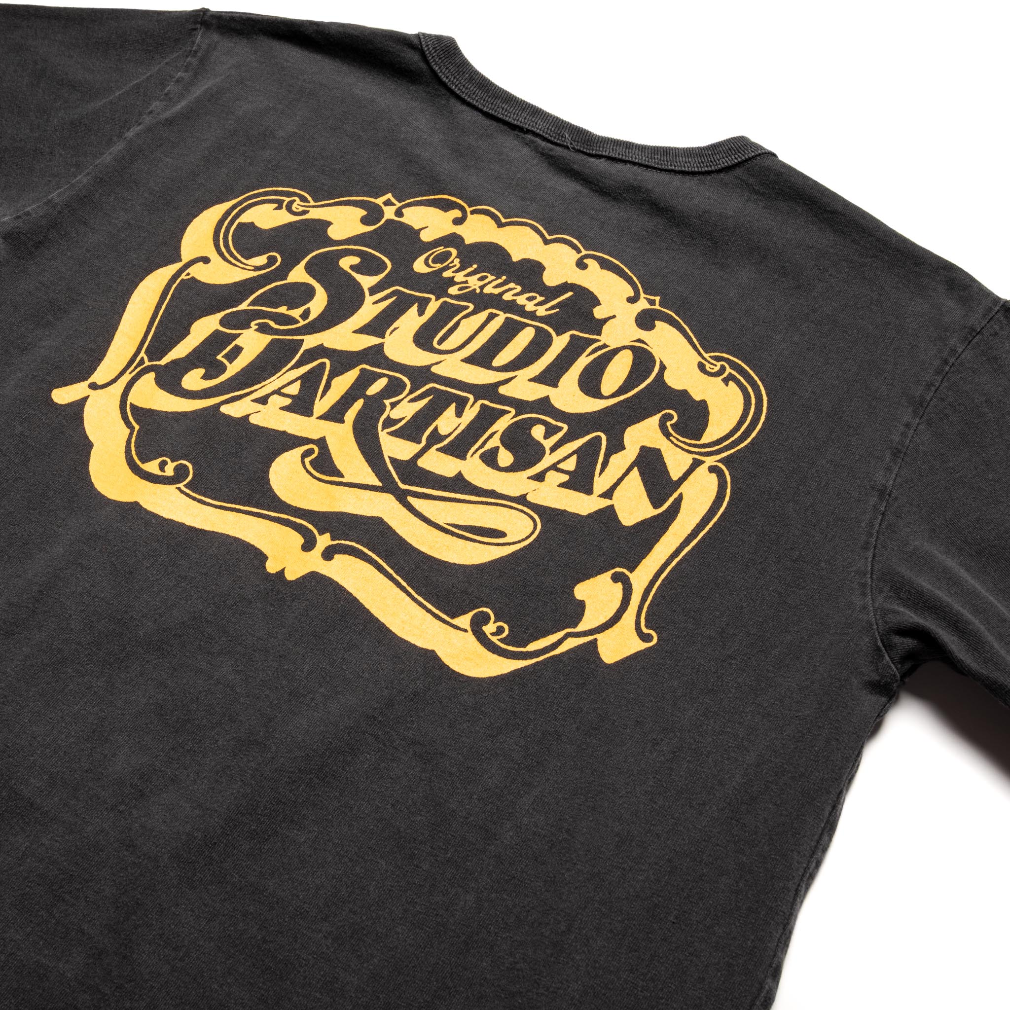 8207A USA Cotton Pigment Dye Graphic T-Shirt - Black