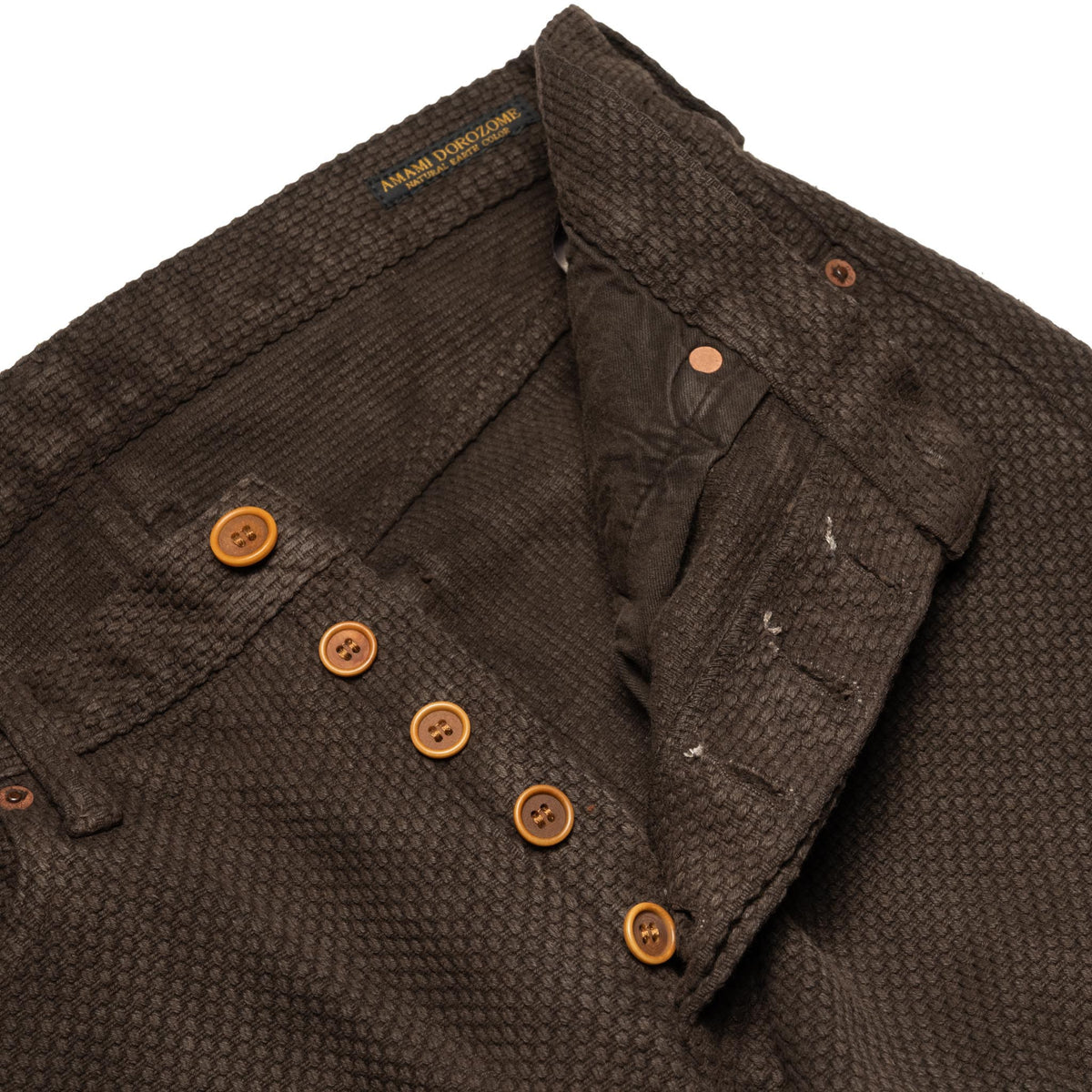 1914W Amami Mud-Dyed 17oz Sashiko Jeans Regular Straight - Dark Brown