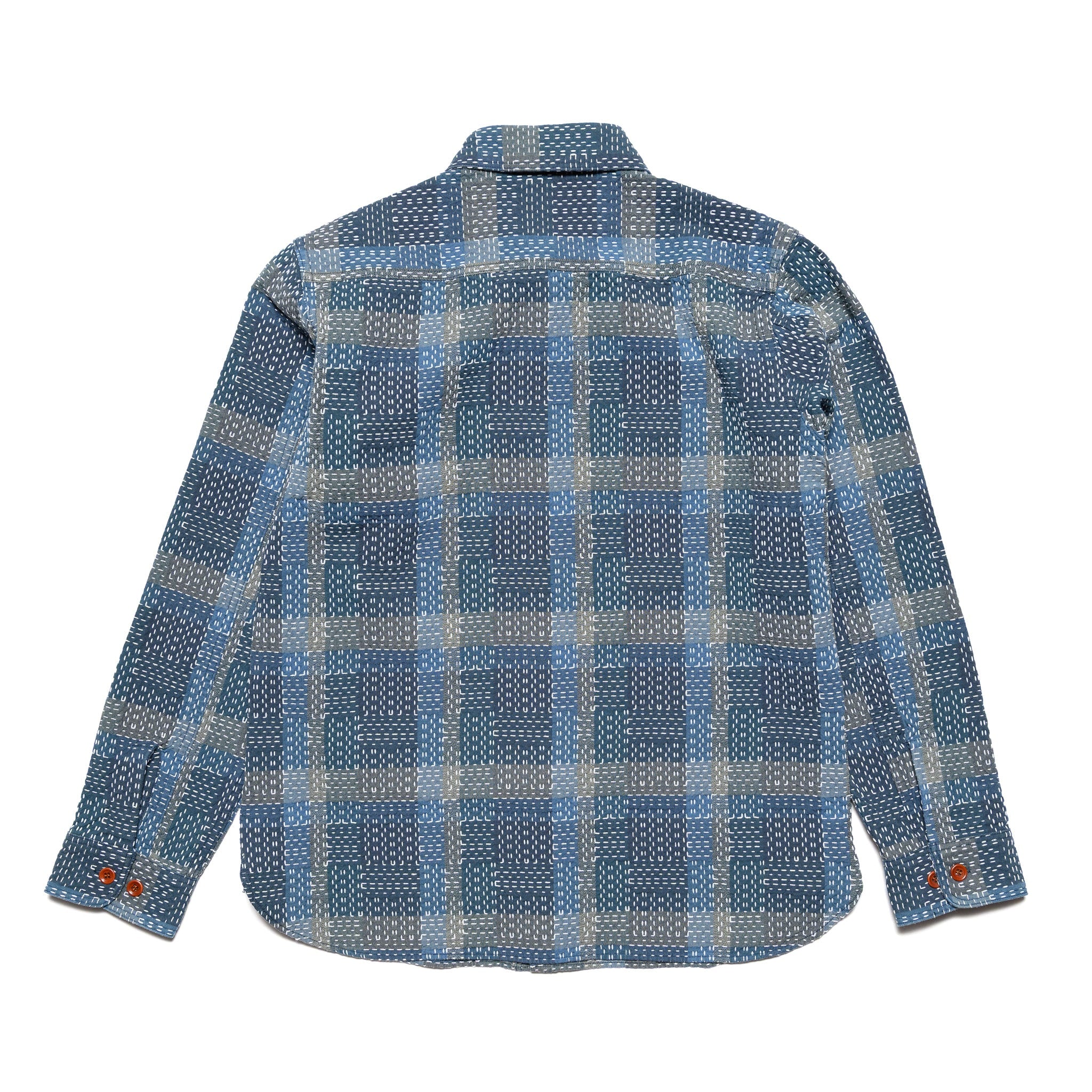 5651 Sashiko Boro Noragi Work Shirt - Blue