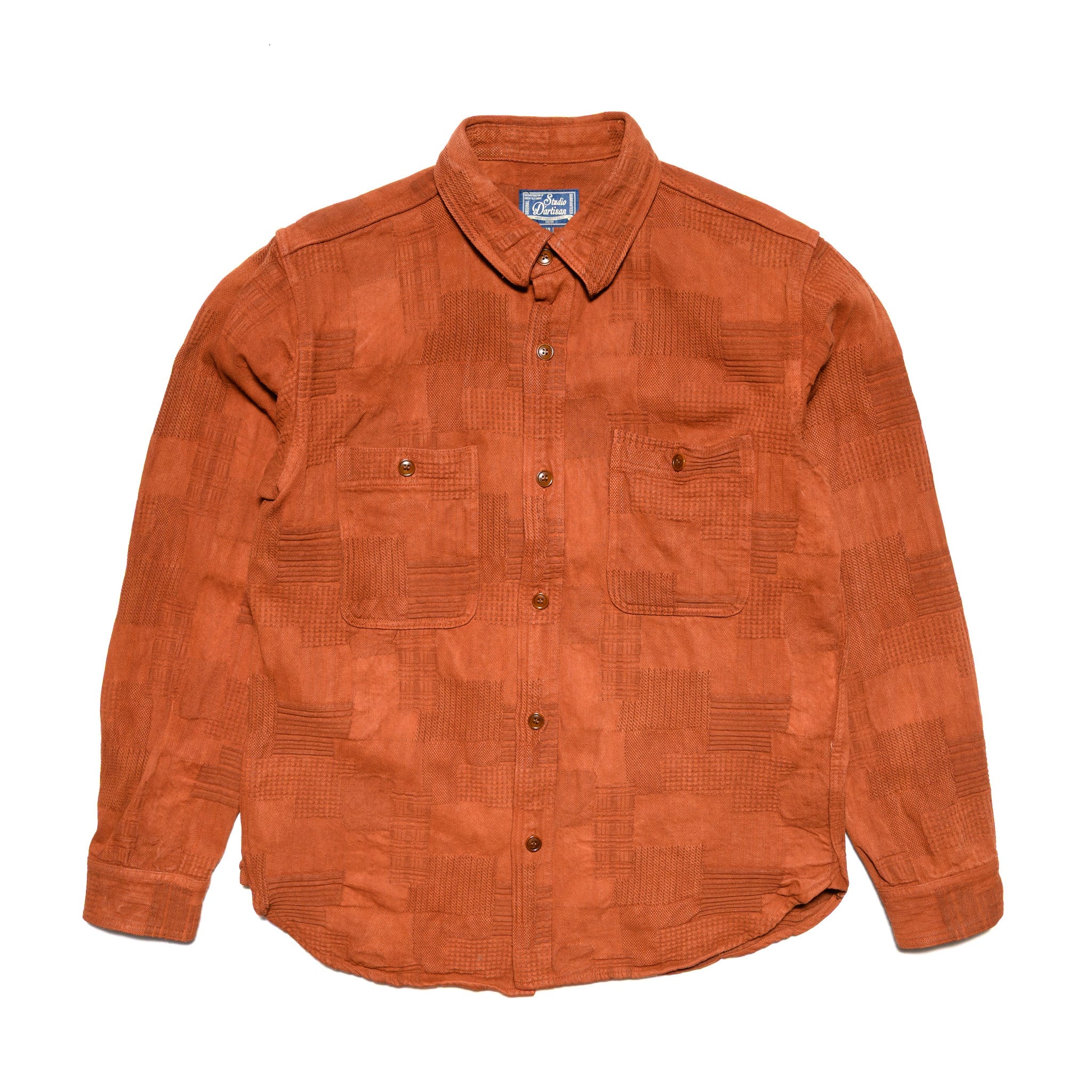 5717 "Amami Dorozome" Boro Jacquard Shirt - Brown