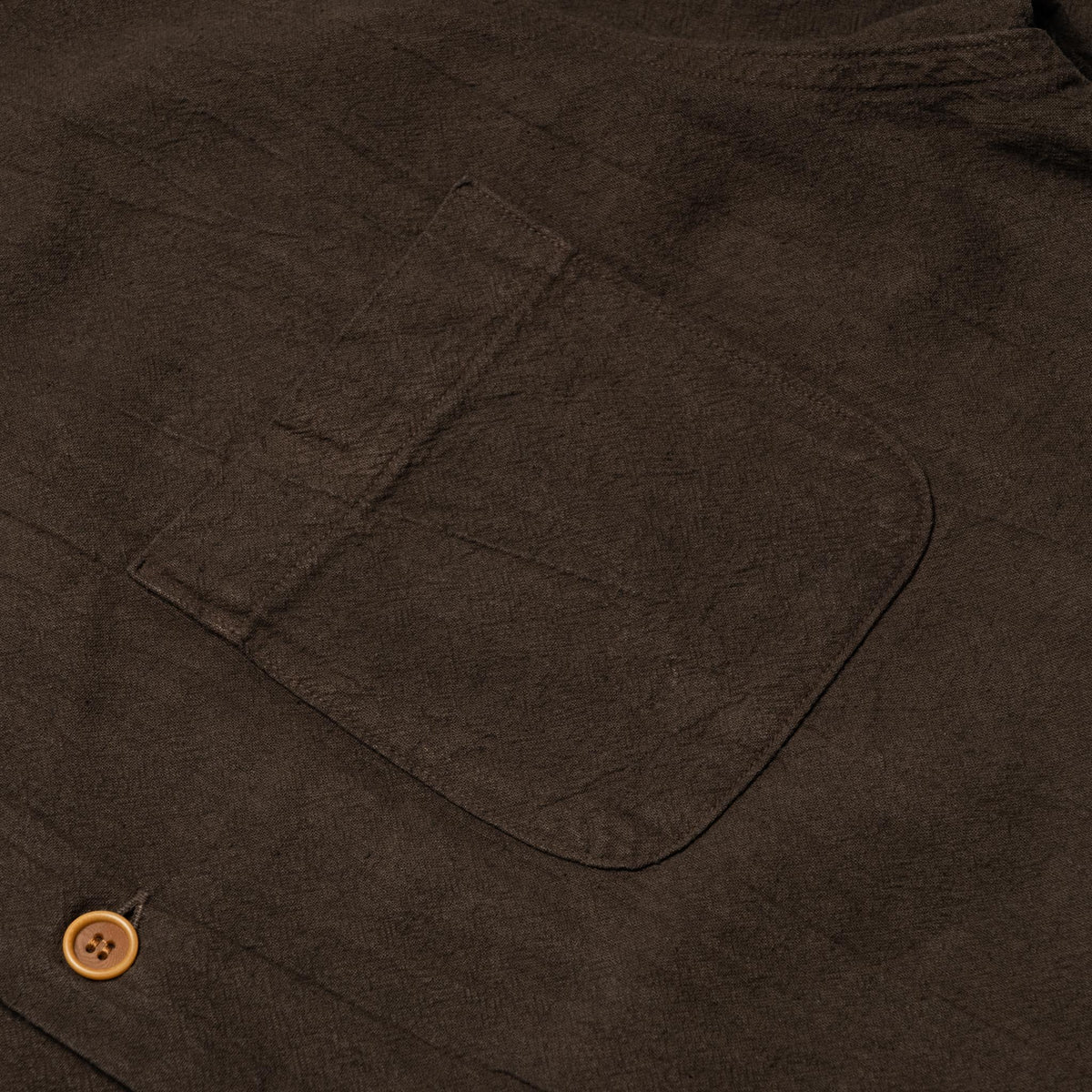 5739 Cotton/Linen Amami-Dorozome Mud-Dyed Shirt - Dark Brown