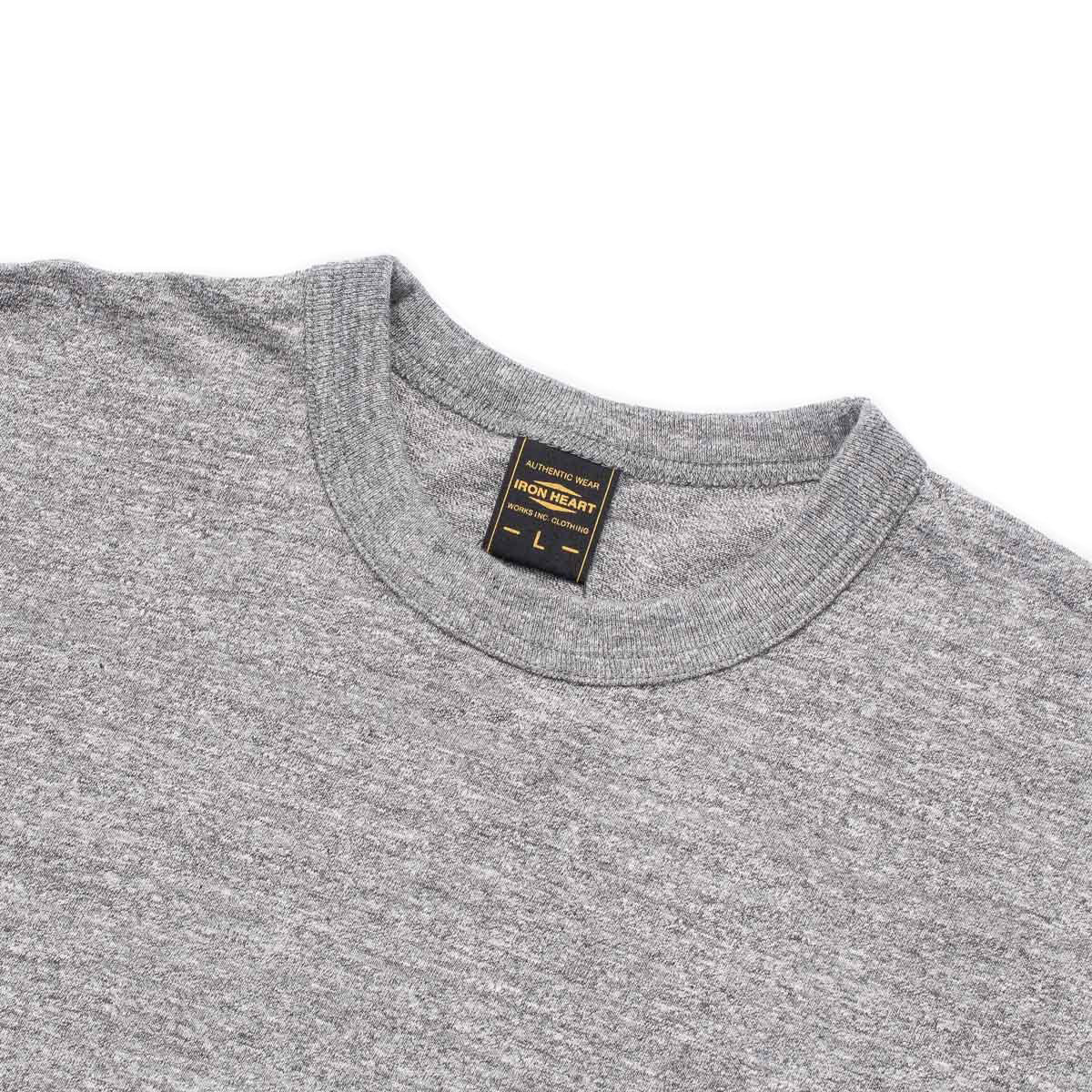 IHT-1610L-GRY - 6.5oz Loopwheel Crew Neck T-Shirt With Longer Body - Grey Collar